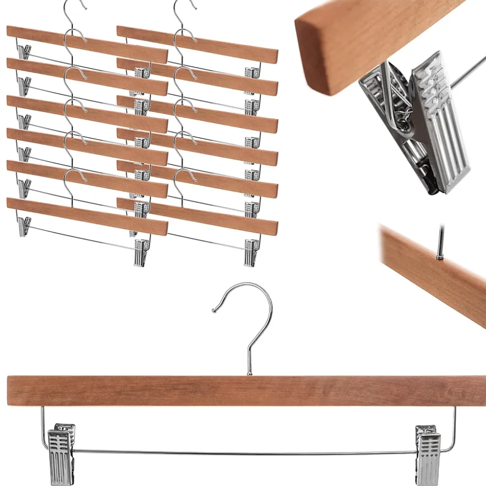 KADAX Cintre en bois avec pinces à vêtements 12 pcs