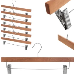 KADAX Cintre en bois avec pinces à vêtements 6 pcs