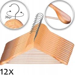 KADAX Cintre en Bois Cintres en Bois pour Vêtements Vêtements pour Garde-Robe Lot de 12