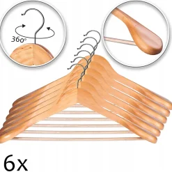 KADAX Cintre en Bois Ensemble de Vêtements 6 pcs