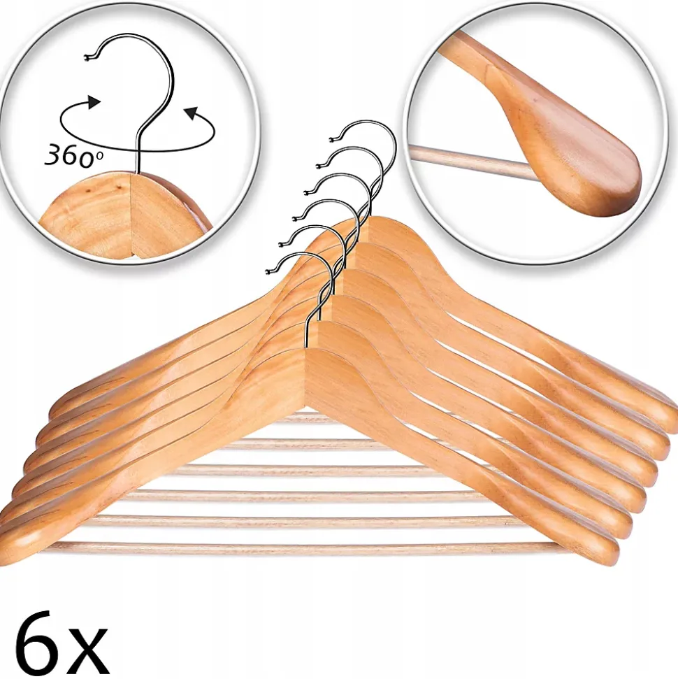 KADAX Cintre en Bois Ensemble de Vêtements 6 pcs