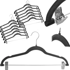 KADAX Cintre floqué avec pinces à vêtements gris foncé 12 pièces