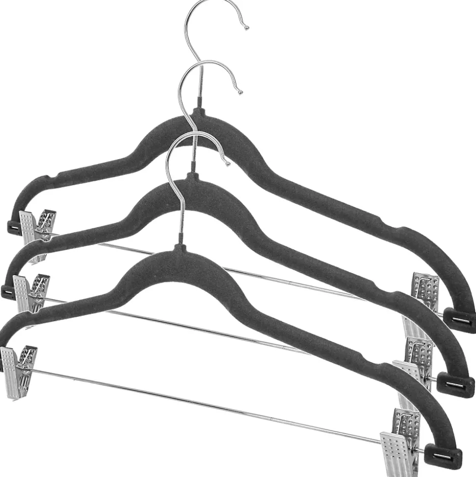 KADAX Cintre Floqué Avec Pinces à Vêtements Gris Foncé 3 pcs