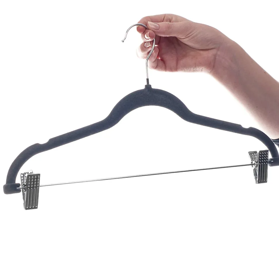 KADAX Cintre Floqué Avec Pinces à Vêtements Gris Foncé 3 pcs