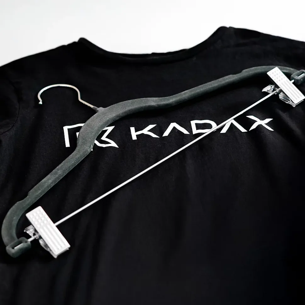 KADAX Cintre Floqué Avec Pinces à Vêtements Gris Foncé 3 pcs