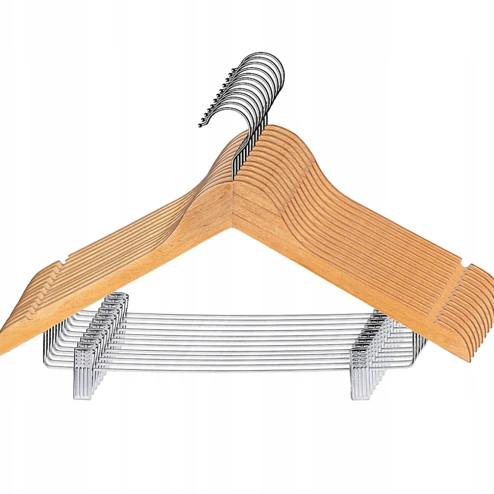KADAX Cintres en bois avec clips 12 pcs