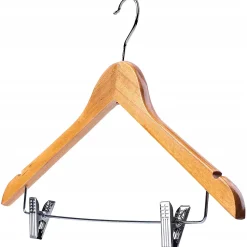 KADAX Cintres en bois avec clips 3 pcs