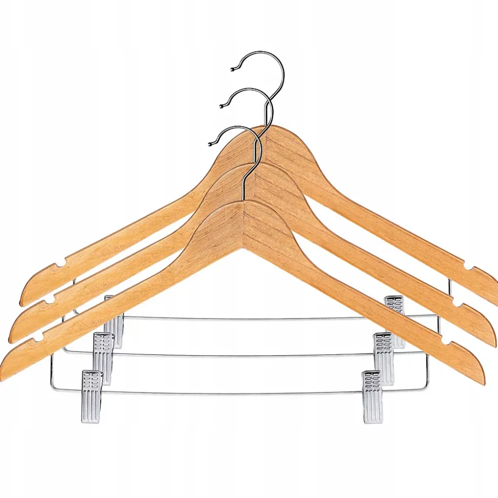 KADAX Cintres en bois avec clips 3 pcs