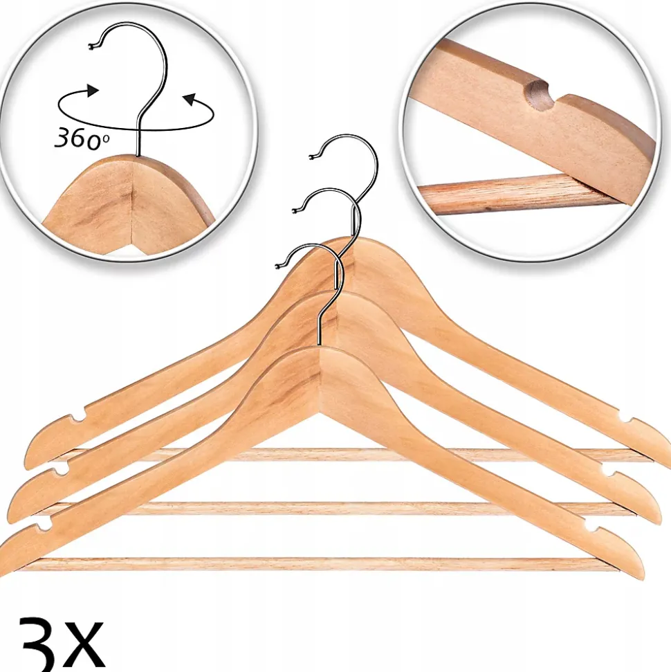 KADAX Cintres en Bois Ensemble de Cintres 3 pcs