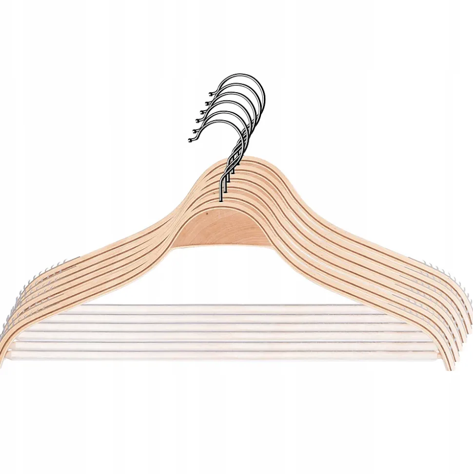 KADAX Cintres en bois laminé paquet de 6