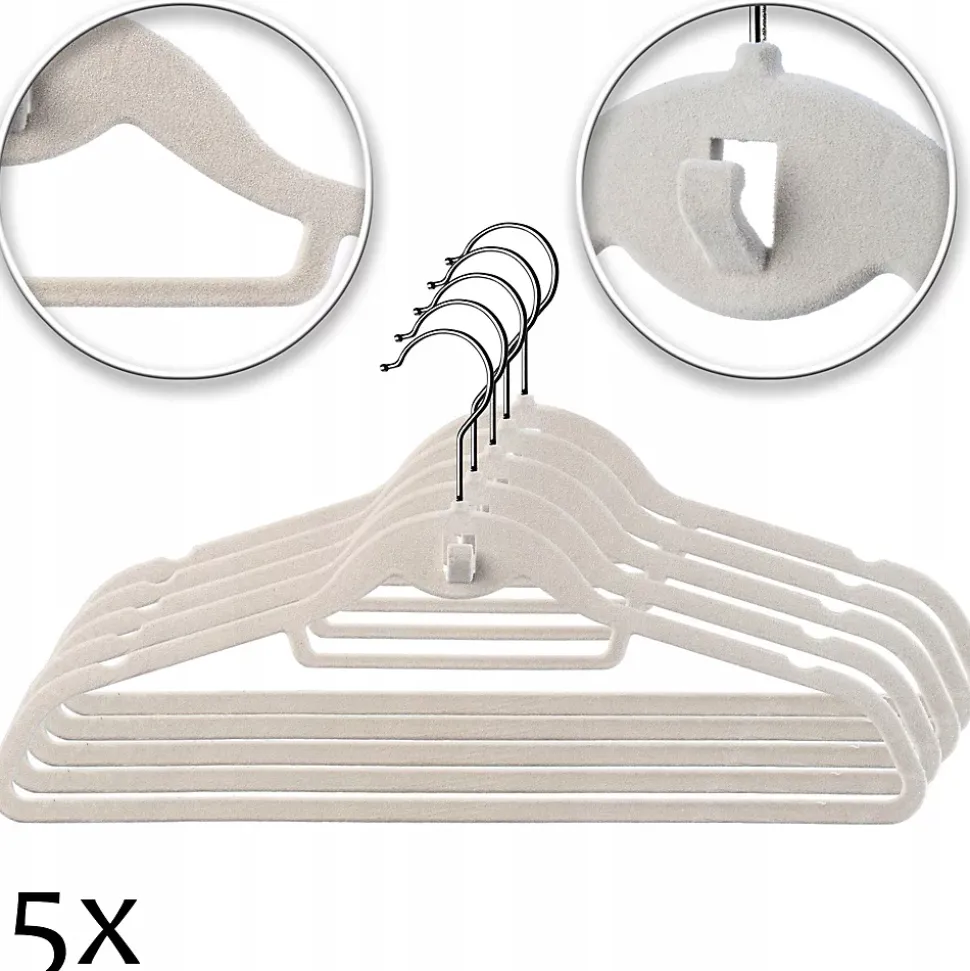 KADAX Cintres floqués 5 pièces Gris clair