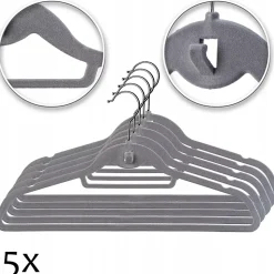 KADAX Cintres floqués 5 pièces Gris foncé
