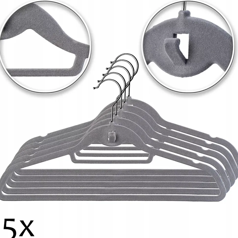 KADAX Cintres floqués 5 pièces Gris foncé