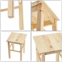 KADAX Tabouret de Cuisine en Bois Tabouret Chaise 43,5 cm Pin Massif