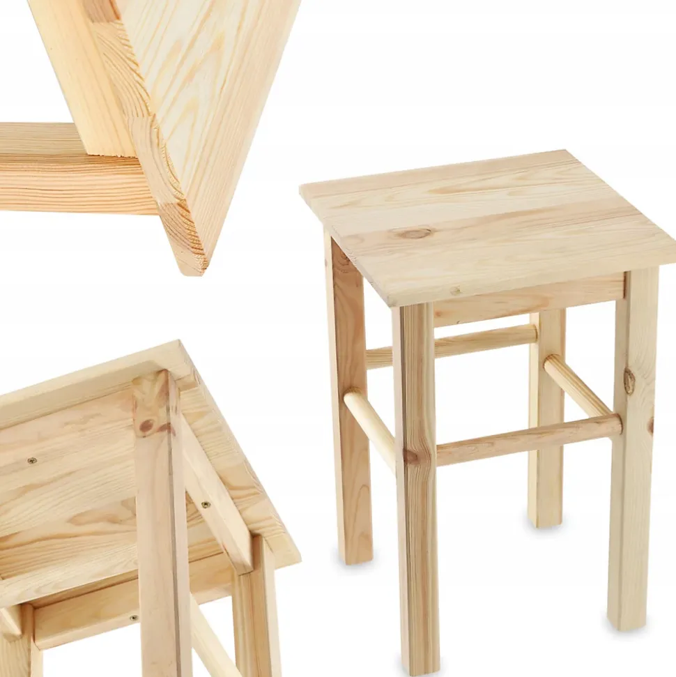 KADAX Tabouret de Cuisine en Bois Tabouret Chaise 43,5 cm Pin Massif