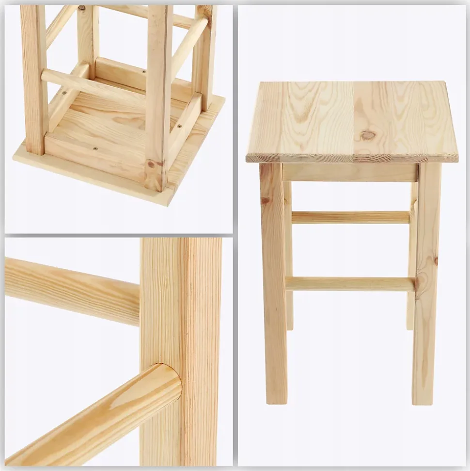 KADAX Tabouret de Cuisine en Bois Tabouret Chaise 43,5 cm Pin Massif
