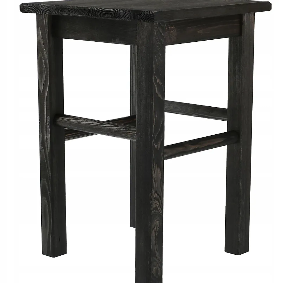 KADAX Tabouret de Cuisine en Bois Tabouret Chaise 43,5 cm Noir Massif