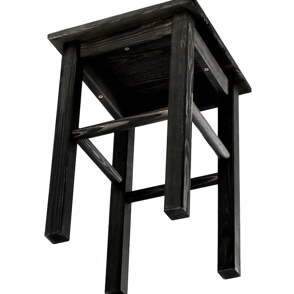 KADAX Tabouret de Cuisine en Bois Tabouret Chaise 43,5 cm Noir Massif