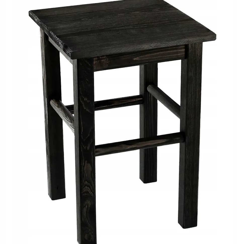 KADAX Tabouret de Cuisine en Bois Tabouret Chaise 43,5 cm Noir Massif