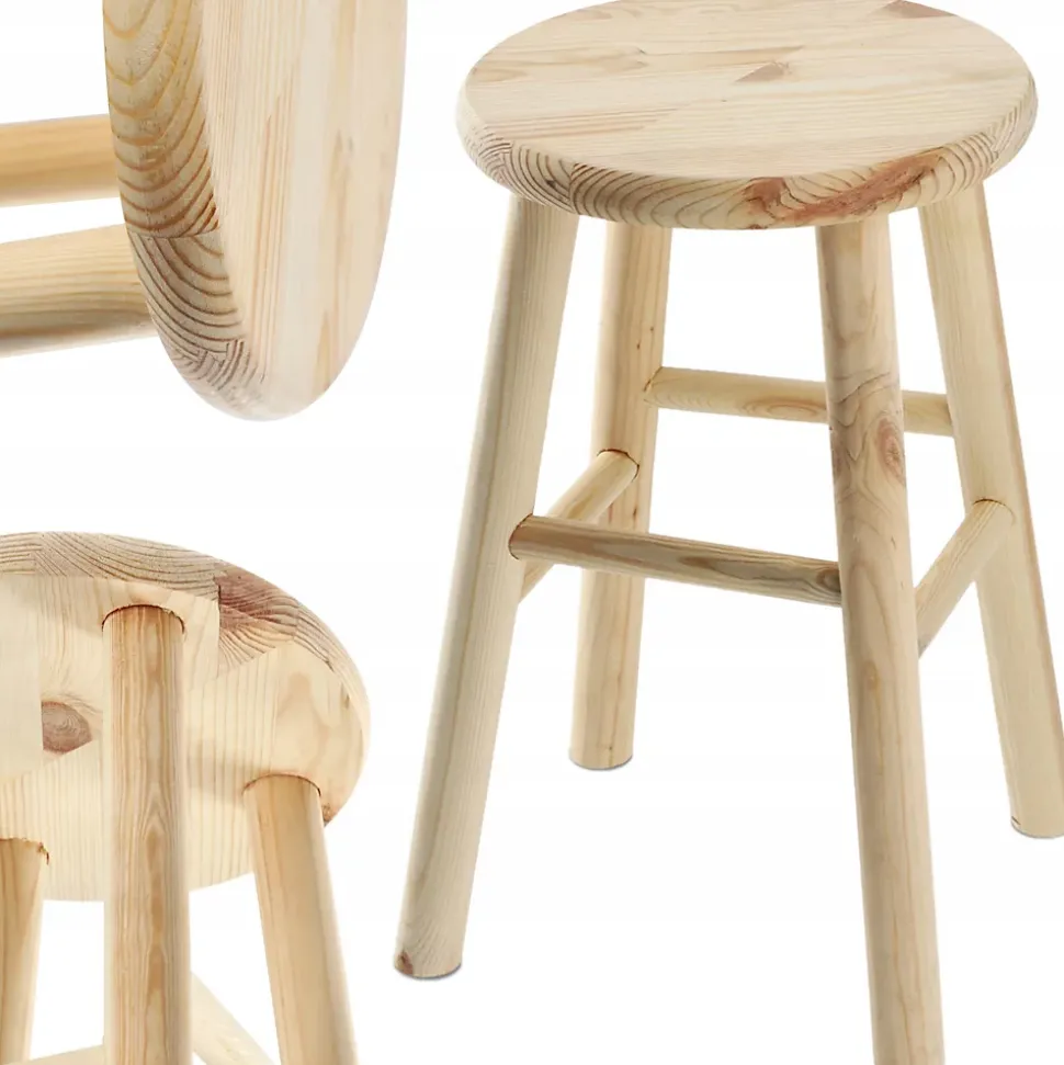 KADAX Tabouret de Cuisine en Bois Tabouret Chaise 46 cm Pin Massif