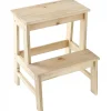 KADAX Tabouret De Cuisine En Bois Plateforme 50cm Avec Marche Solide