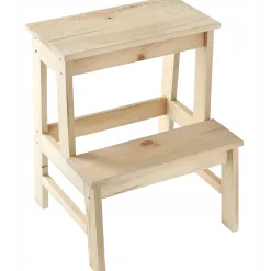 KADAX Tabouret De Cuisine En Bois Plateforme 50cm Avec Marche Solide