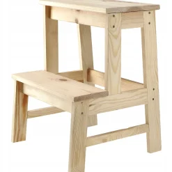 KADAX Tabouret De Cuisine En Bois Plateforme 50cm Avec Marche Solide