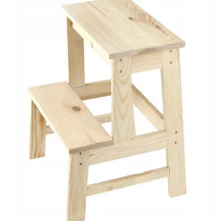 KADAX Tabouret De Cuisine En Bois Plateforme 50cm Avec Marche Solide