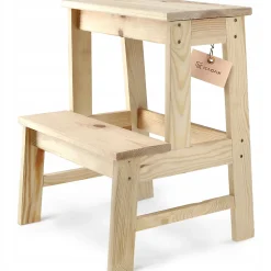 KADAX Tabouret De Cuisine En Bois Plateforme 50cm Avec Marche Solide