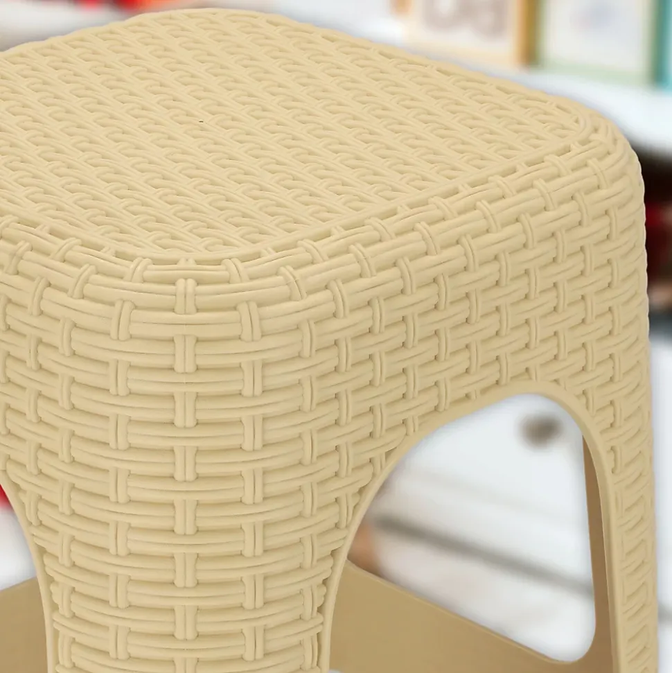 KADAX Tabouret Tabouret de Cuisine Rotin Beige 2 pcs