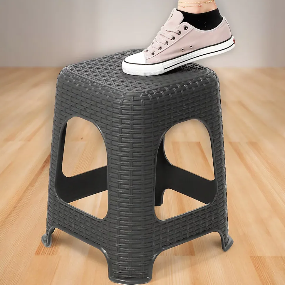 KADAX Tabouret Tabouret de Cuisine Rotin Anthracite 2 pcs