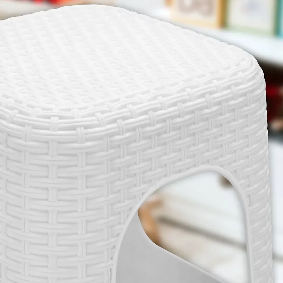 KADAX Tabouret Tabouret de Cuisine Rotin Blanc 2 pcs