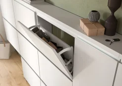 Kai - Armoire à chaussures (L/H/P : 60x130x18 cm) en imitation blanc