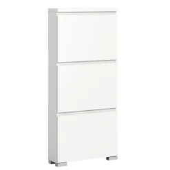 Kai - Armoire à chaussures (L/H/P : 60x130x18 cm) en imitation blanc