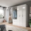 Kai - Armoire haute (L/H/P : 30x193x34 cm) en imitation blanc et blanc brillant