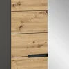 Kai - Armoire vestiaire (L/H/P : 65x190x37 cm) en imitation basalte gris et imitation Artisan