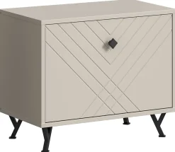 Kai - Banc (L/H/P : 60x50x35 cm) en mélaminé beige sable et embouti beige sable mat
