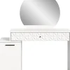 Kai - Coiffeuse (L/H/P : 117x138x42 cm) en mélaminé blanc et blanc brillant