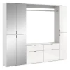 Kai - Combinaison de penderies (L/H/P : 212x193x34 cm) en imitation blanc et blanc brillant