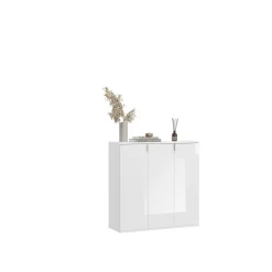 Kai - Combinaison de penderies (L/H/P : 91x99x34 cm) en imitation blanc et blanc brillant