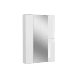 Kai - Combinaison de vestiaires (L/H/P : 121x193x34 cm) en imitation blanc et blanc brillant