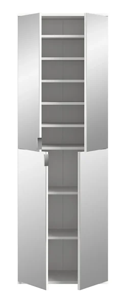 Kai - Combinaison de vestiaires (L/H/P : 121x193x34 cm) en imitation blanc et blanc brillant
