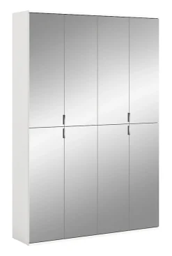 Kai - Combinaison de vestiaires (L/H/P : 122x193x34 cm) en imitation blanc et verre miroir