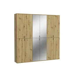 Kai - Combinaison de vestiaires (L/H/P : 183x193x34 cm) en imitation chêne Artisan / verre miroir
