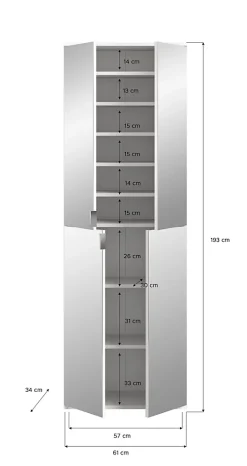 Kai - Combinaison de vestiaires (L/H/P : 183x193x34 cm) en imitation chêne Artisan / verre miroir