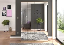 Kai - Combinaison de vestiaires (L/H/P : 122x193x34 cm) en imitation chêne Artisan et verre miroir