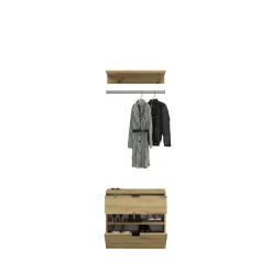 Kai - Combinaison de vestiaires (L/H/P : 152x193x34 cm) en imitation chêne Artisan