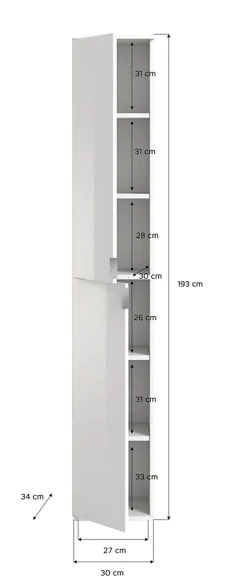 Kai - Combinaison de vestiaires (L/H/P : 60x193x34 cm) en imitation chêne Artisan / verre miroir