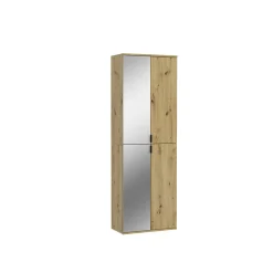Kai - Combinaison de vestiaires (L/H/P : 60x193x34 cm) en imitation chêne Artisan / verre miroir
