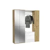 Kai - Combinaison de vestiaires (L/H/P : 152x193x34 cm) en imitation blanc et imitation chêne Artisan / verre miroir